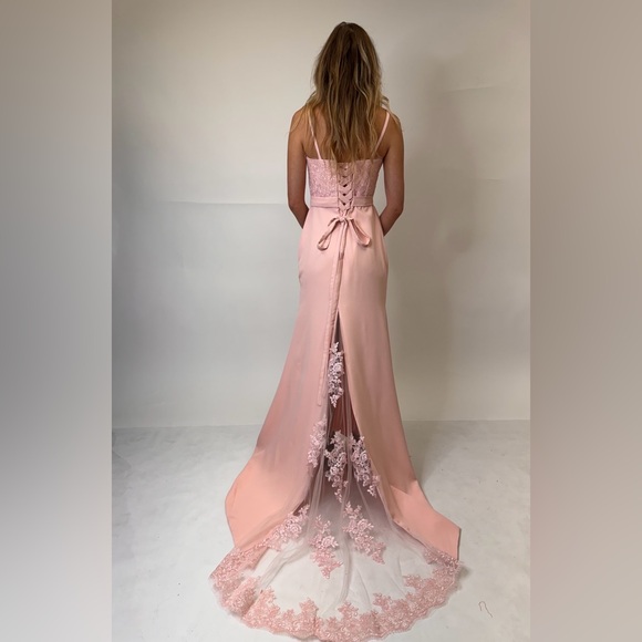 Dresses & Skirts - Long Bridesmaid Formal Mermaid Peach Graduation Spaghetti Strap Gown Dress,US2;6